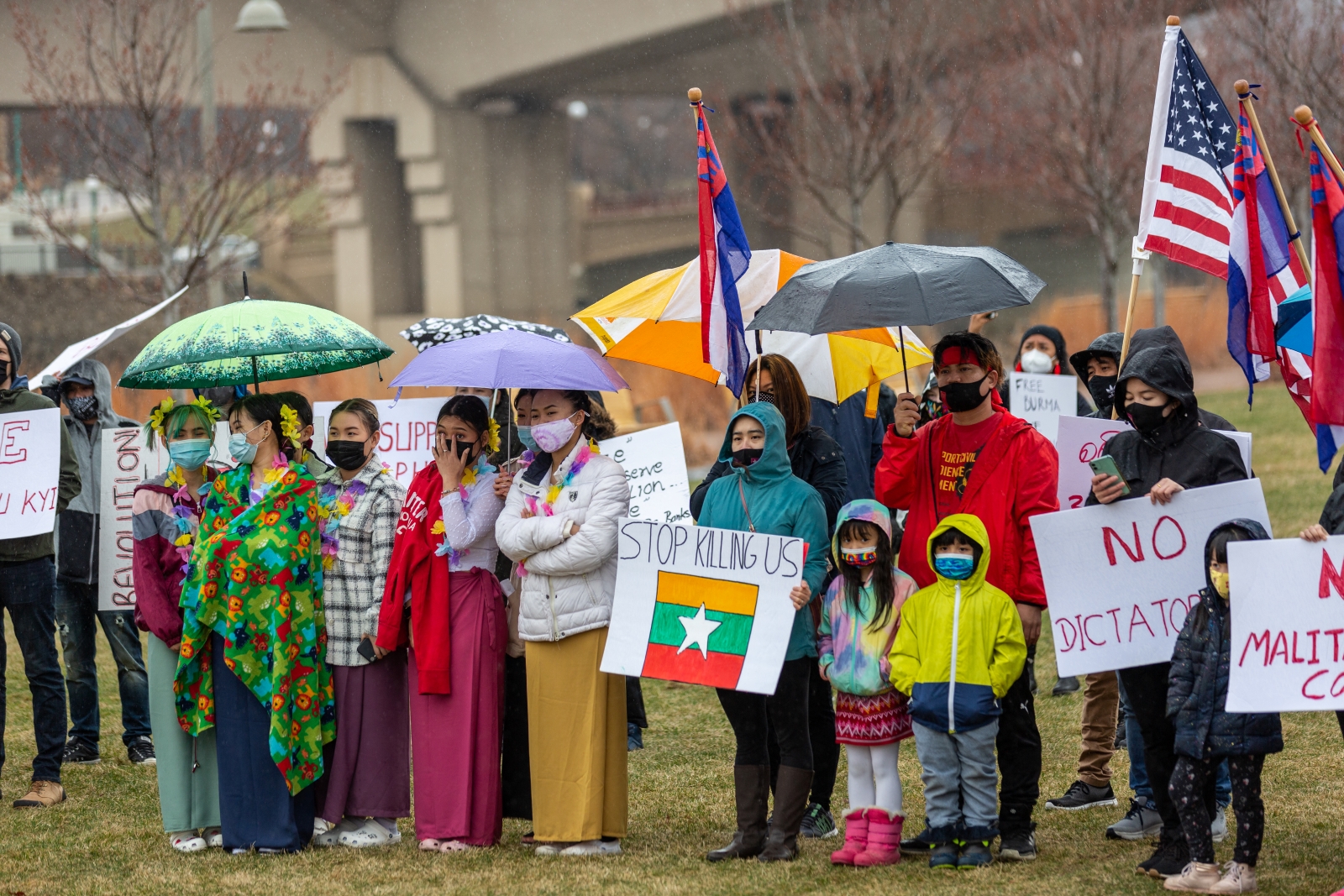Myanmar migrants participate in the Global Protest Revolution Day for Myanmar in Saint Paul, Minnesota, on March 27, 2021. (AFP)