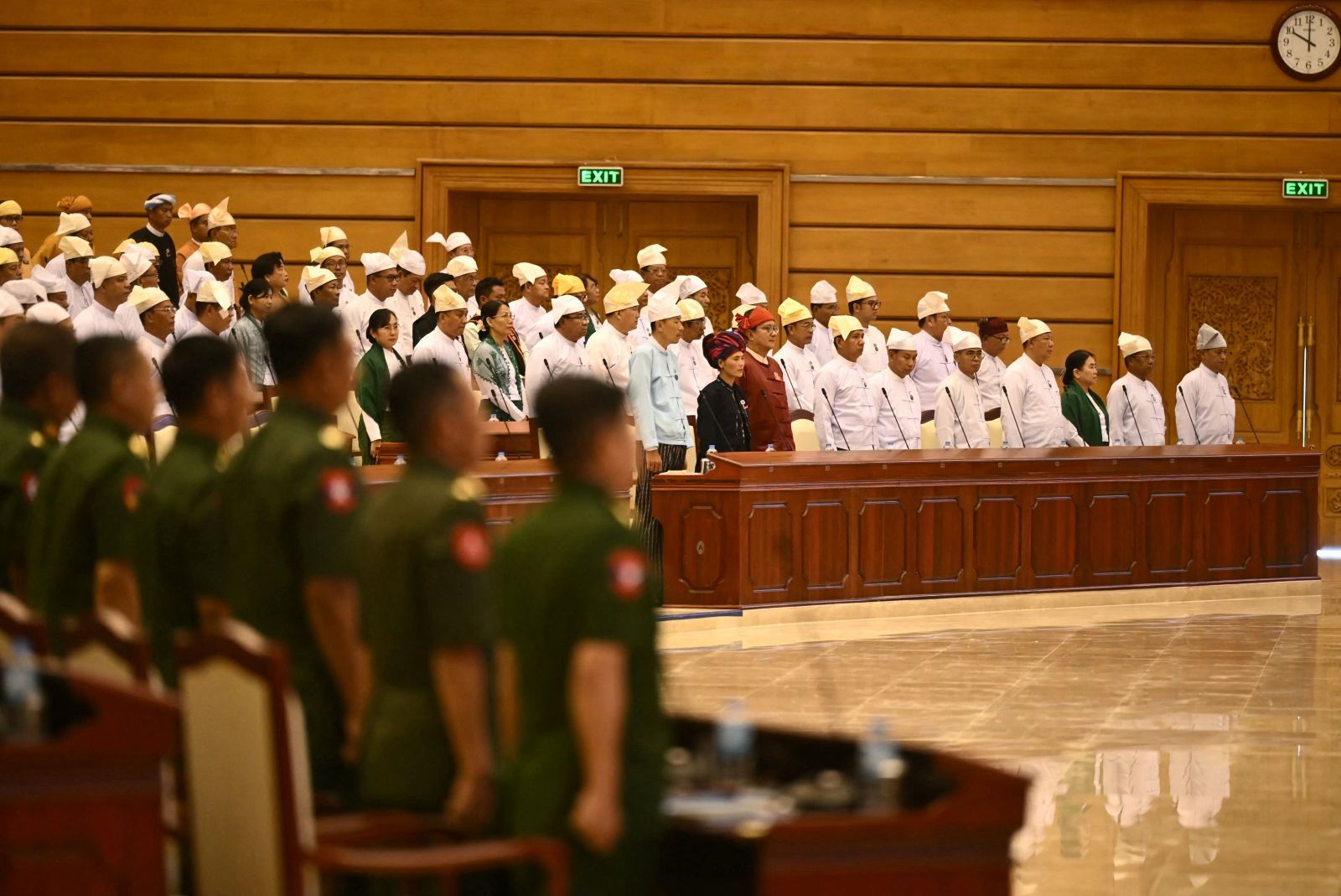 Members of the regime's parliament attend the second session of the third term of the House of Representatives in Nay Pyi Taw on June 2. (AFP)
