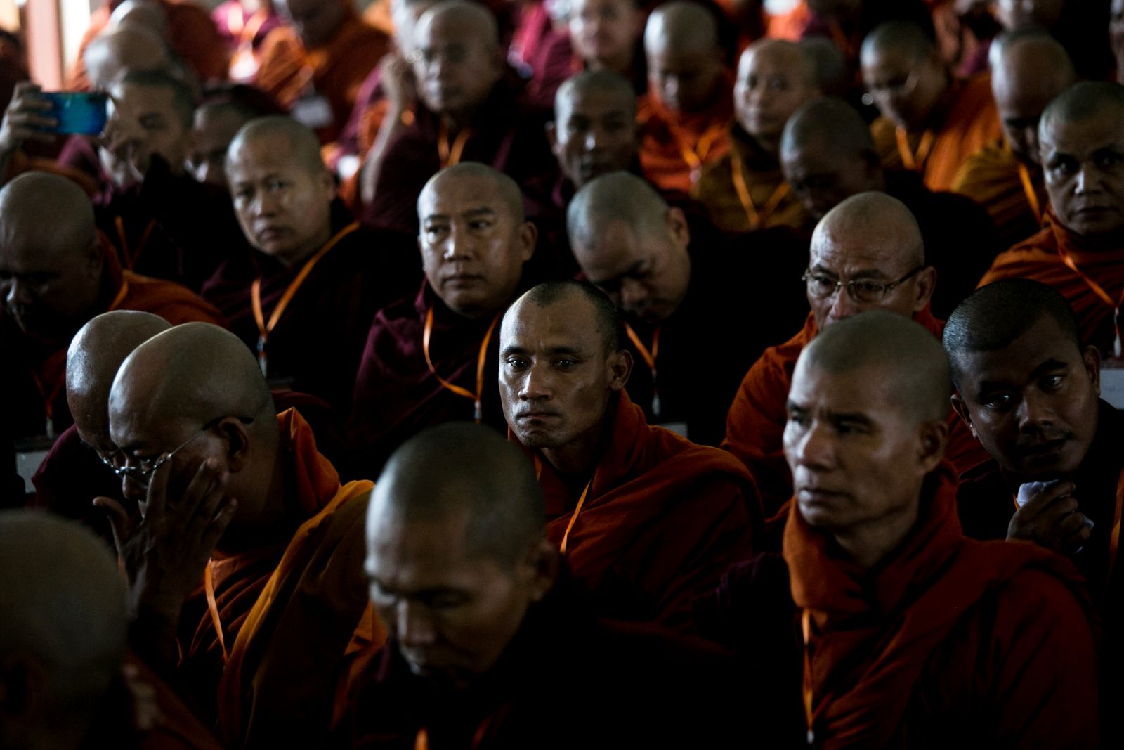 Ultranationalist Buddhist monks gather in Yangon on June 17, 2019. (AFP)