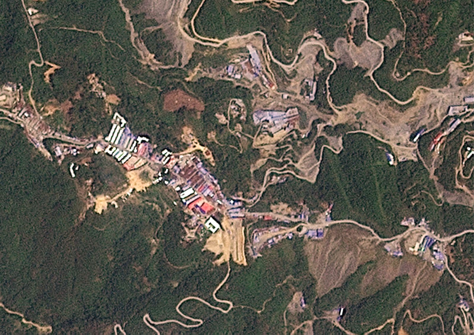 The Man Maw tin mining site, located in the autonomous Wa region in northern Shan State, seen on April 24. (Planet Labs PBC | AFP)